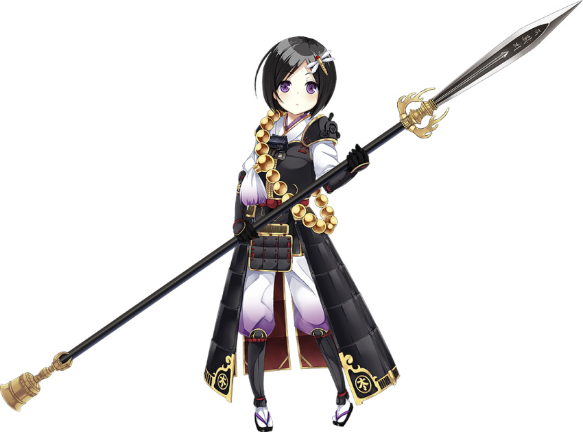 1girl, armor, beads, black_hair, dragonfly, full_body, gloves, hair_ornament