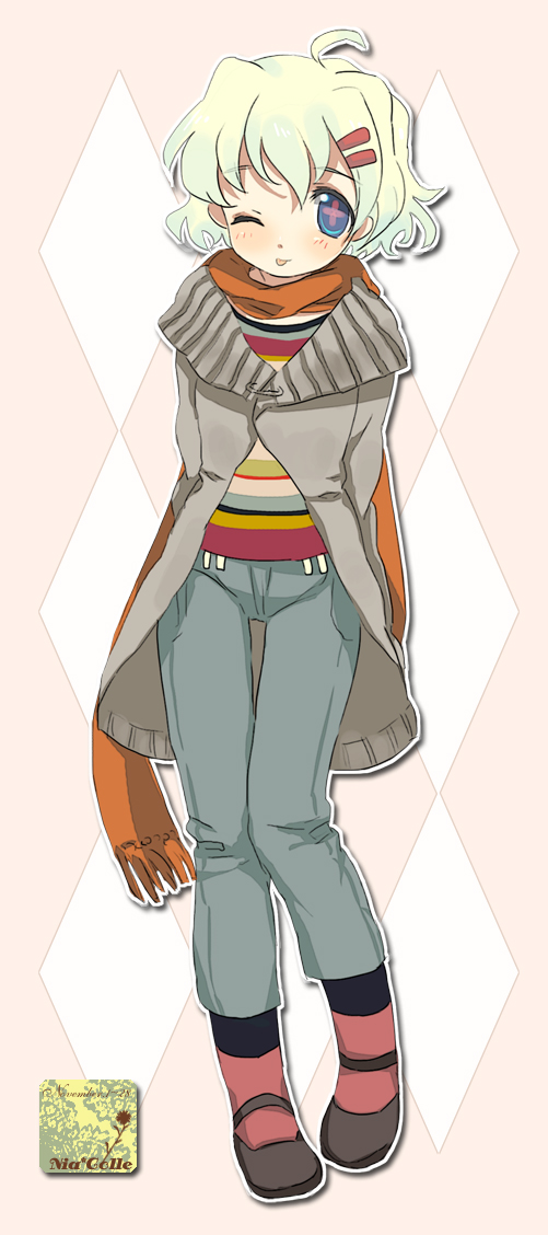 ;p, casual, dadami, fashion, hair_ornament, hairclip, jeans, nia_colle