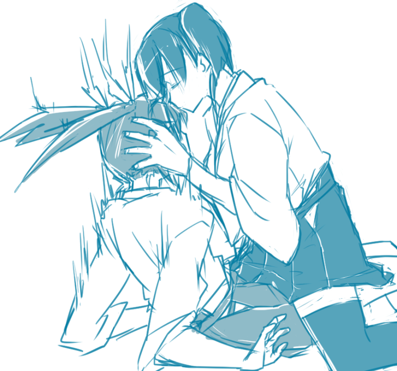 10s, forehead_kiss, girl_on_top, gmgt_(gggggg3), hakama_skirt, japanese_clothes, kaga_(kantai_collection), kantai_collection