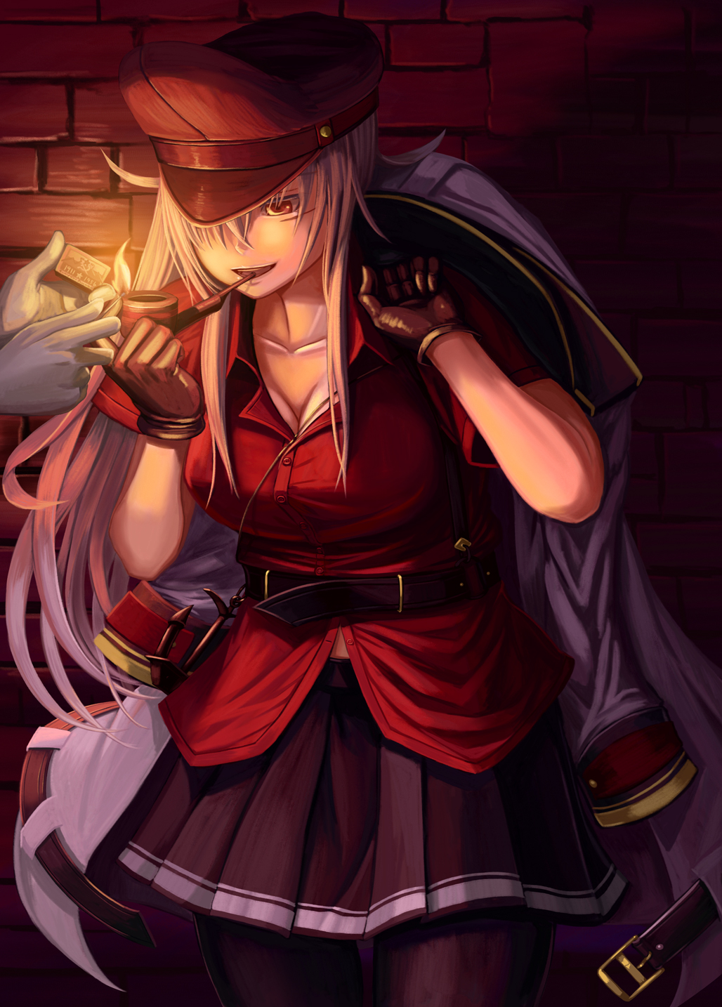 10s, admiral_(kantai_collection), belt, black_gloves, breasts, gakky-cf, gangut_(kantai_collection), gloves