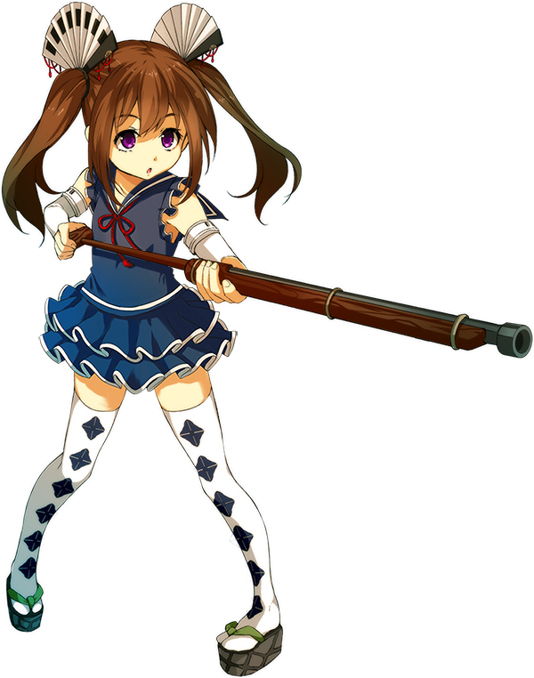antique_firearm, brown_hair, elbow_gloves, fan, fingerless_gloves, firearm, firelock, flintlock