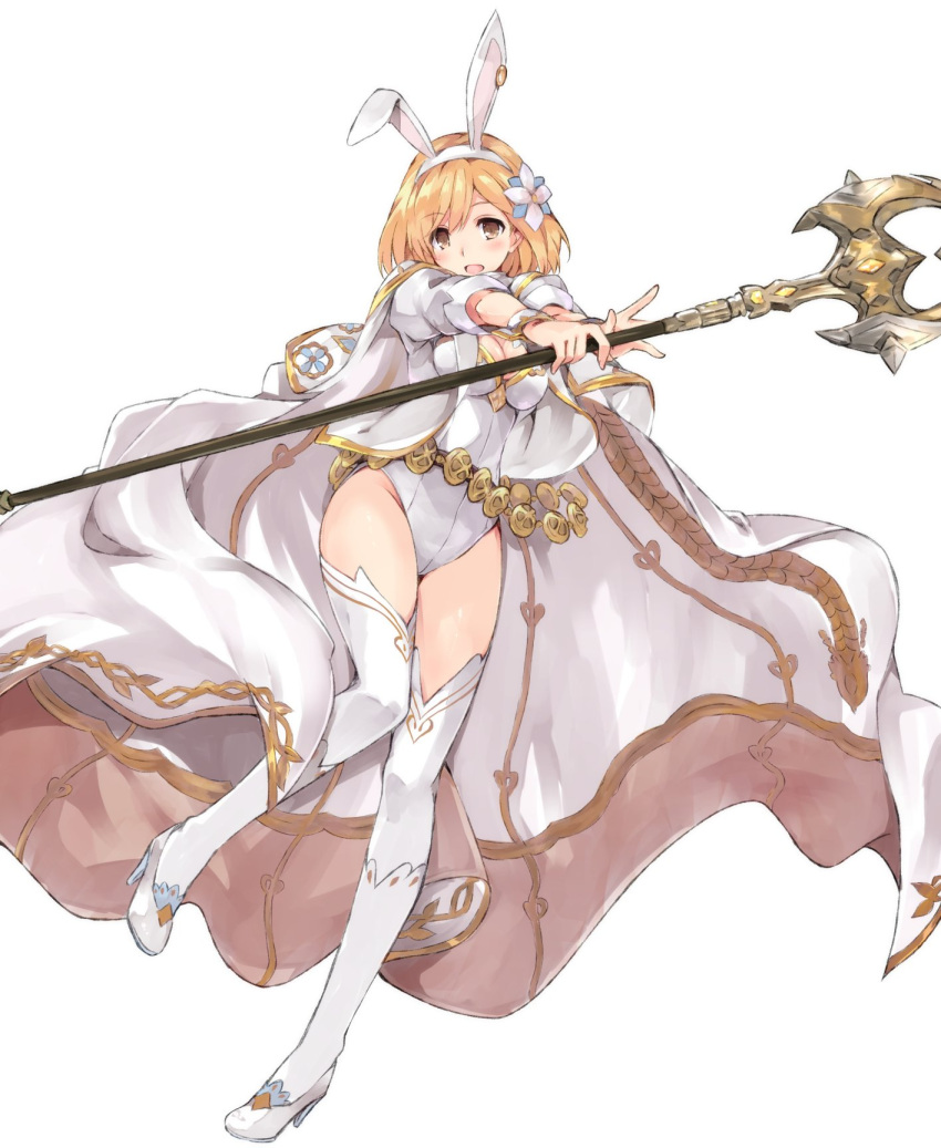 animal_ears, blonde_hair, cape, djeeta_(granblue_fantasy), fake_animal_ears, flower, granblue_fantasy, hair_flower
