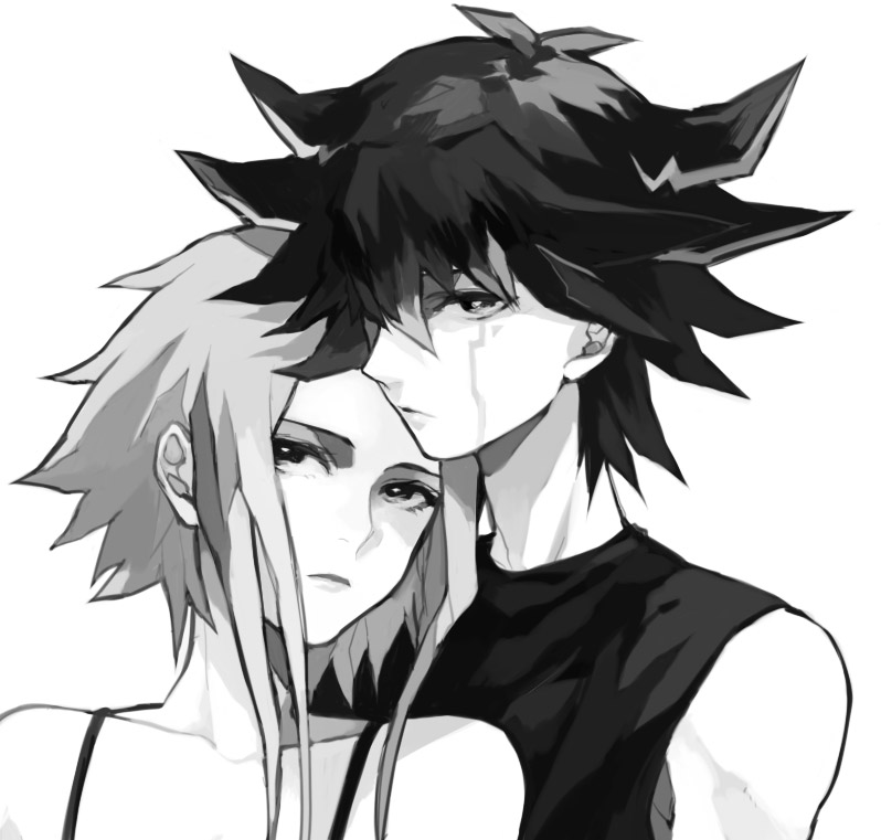 fudou_yuusei, izayoi_aki, male, short_hair, watacco, watako, yu-gi-oh!, yugioh_5d's