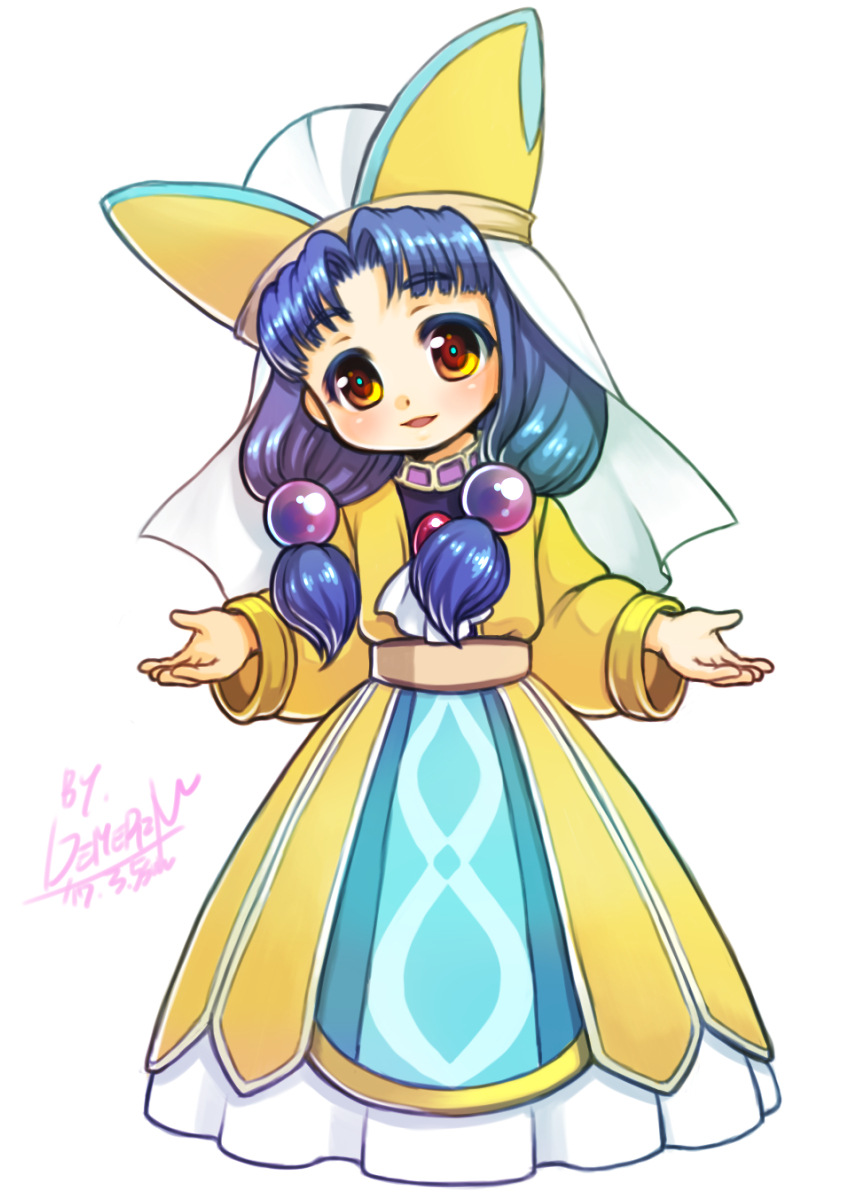 1girl, bangs, belt, blue_hair, brown_eyes, colored_eyelashes, demerin, dragon_quest