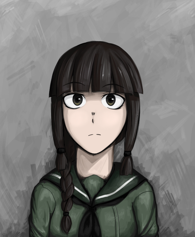 1girl, androth, black_neckerchief, braid, brown_eyes, brown_hair, eyebrows, eyebrows_visible_through_hair