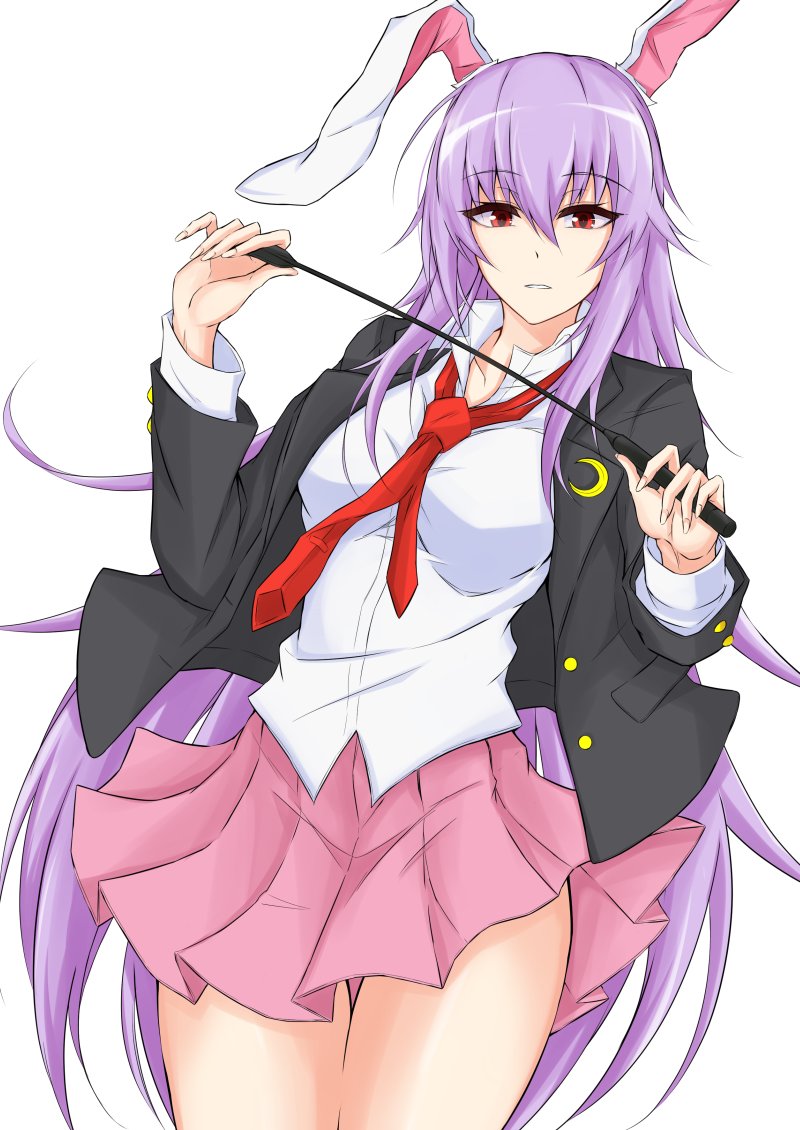 1girl, animal_ears, bangs, blazer, breasts, buttons, collared_shirt, cowboy_shot