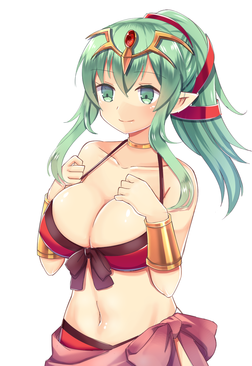 1girl, bikini, bracer, breasts, chiki, choker, cleavage, fire_emblem