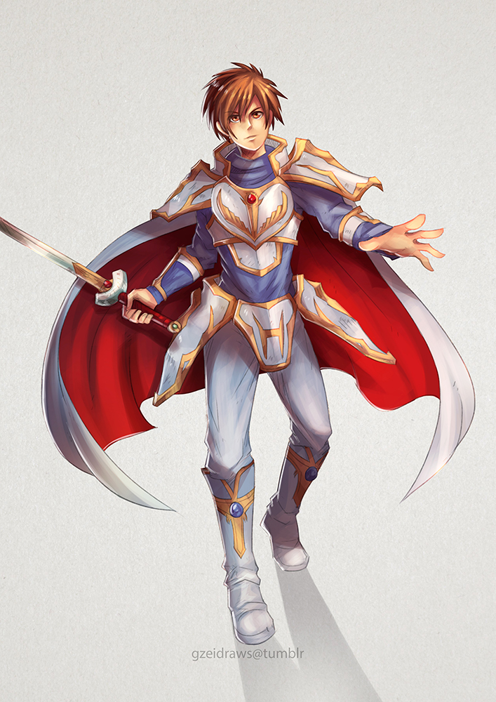 1boy, armor, breastplate, cape, fire_emblem, fire_emblem:_seisen_no_keifu, fire_emblem:_thracia_776, grey_background
