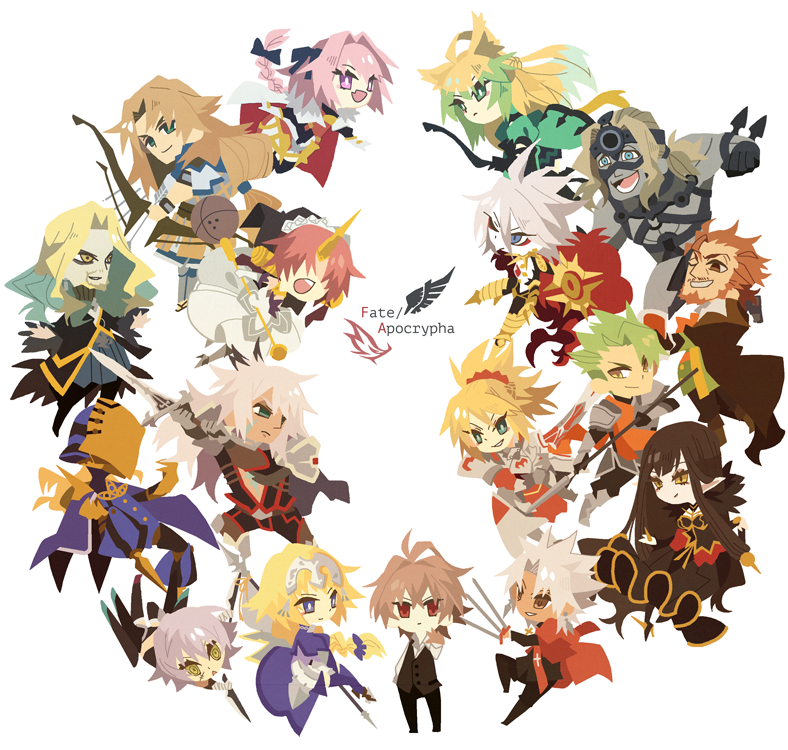 6+boys, 6+girls, @_@, ahoge, animal_ears, archer_of_black, archer_of_red, armor