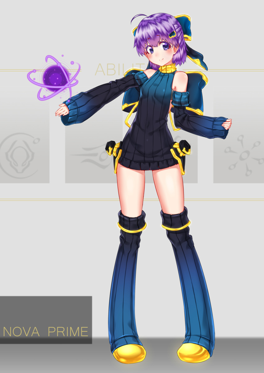 absurdres, artist_request, bow, detached_sleeves, highres, nova_(warframe), nova_prime_(warframe), purple_hair