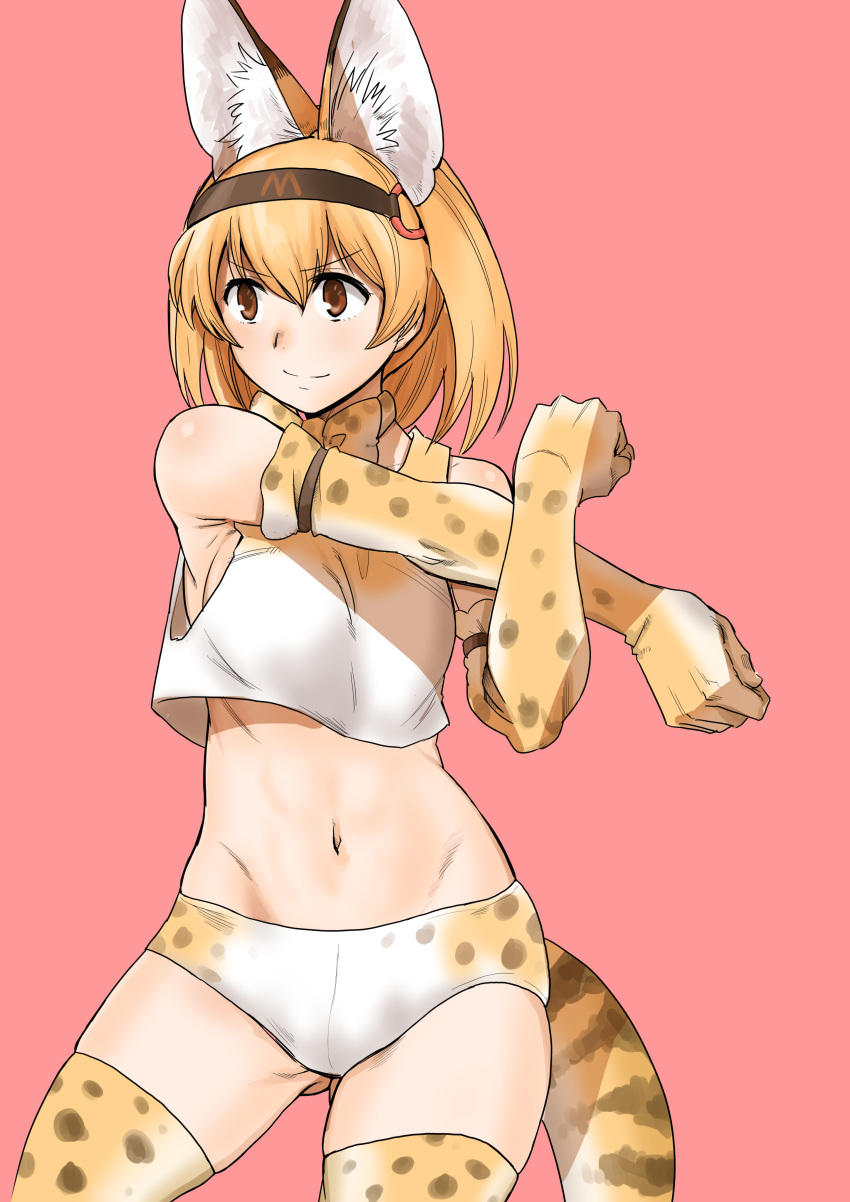 >:), 1girl, absurdres, ac_butsupa, adapted_costume, animal_ears, armpits, bare_shoulders