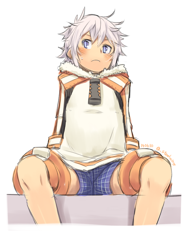 1boy, boxers, fur_trim, hood, hooded_jacket, jacket, looking_at_viewer, original