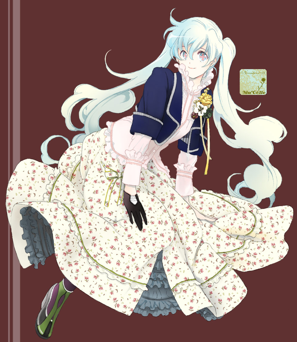 blazer, blouse, dress, fashion, flower, frills, gloves, long_hair