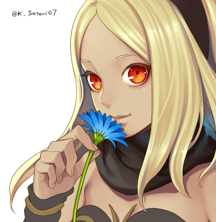 1girl, blonde_hair, dark_skin, flaxvivi, flower, gravity_daze, gravity_daze_2, hairband