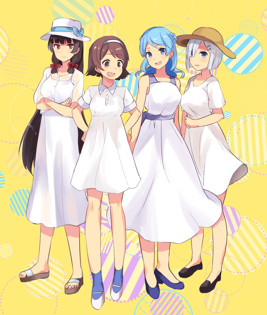 10s, 4girls, hamakaze_(kantai_collection), highres, isokaze_(kantai_collection), kantai_collection, multiple_girls, senbei_(senbe_i)