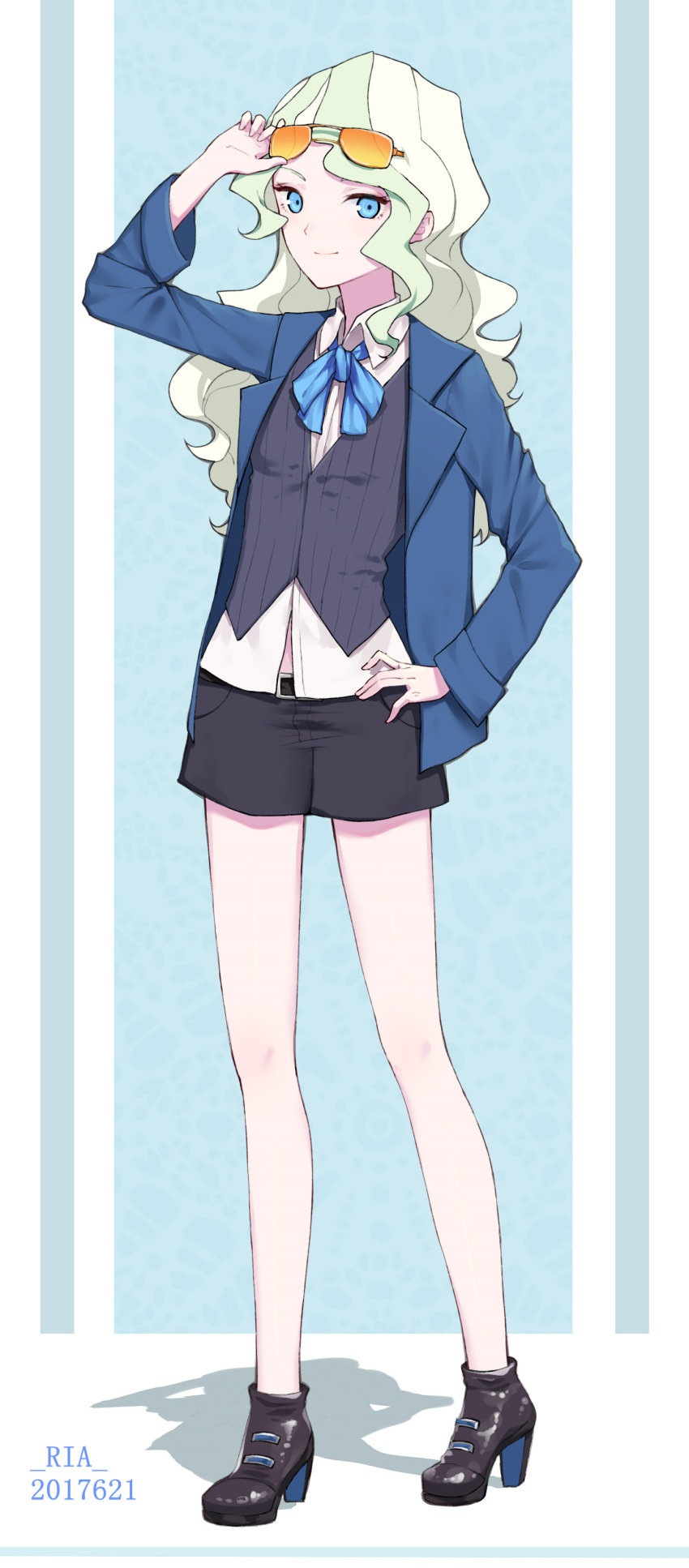 1girl, absurdres, artist_name, belt, blonde_hair, blue_eyes, blush, diana_cavendish