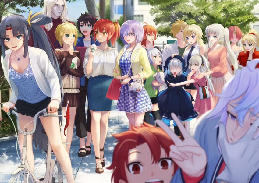 >:d, 6+boys, 6+girls, :d, :o, ahoge, akame_(akamiru), alexander_(fate/grand_order)