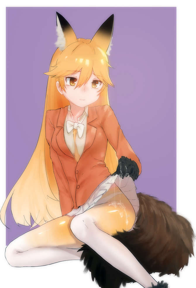 1girl, anchovy_(artist), animal_ears, blonde_hair, bow, bowtie, ezo_red_fox_(kemono_friends), fox_ears
