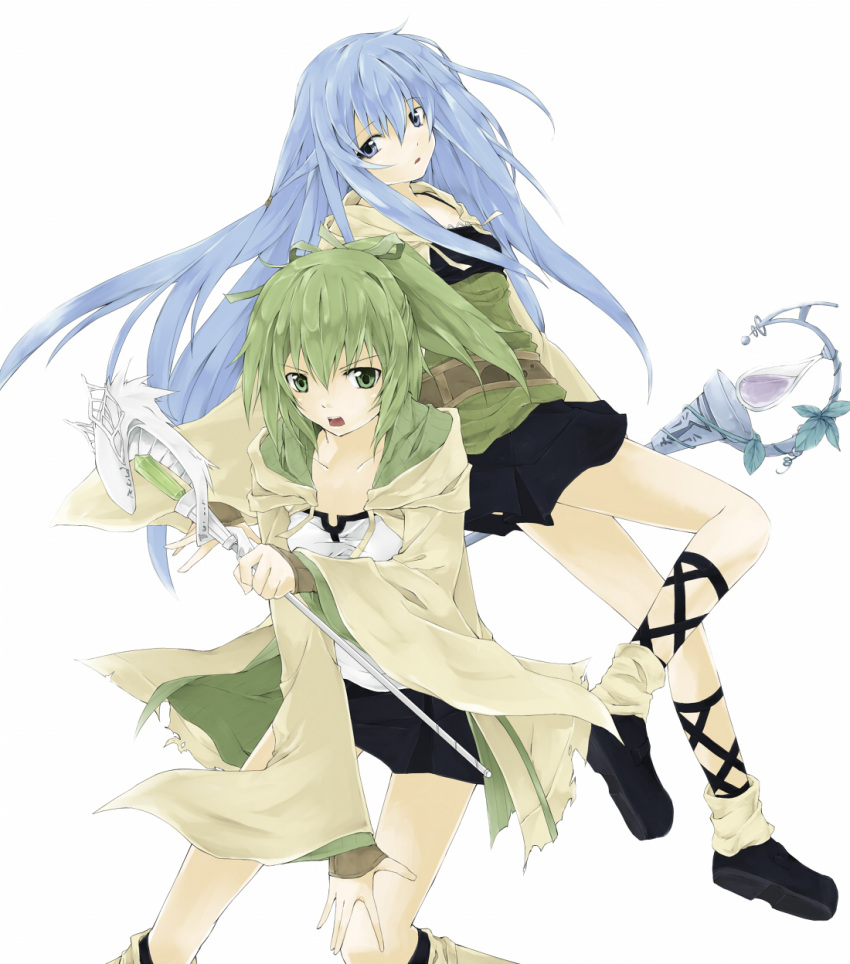 blue_eyes, blue_hair, eria, green_eyes, green_hair, highres, multiple_girls, rr2