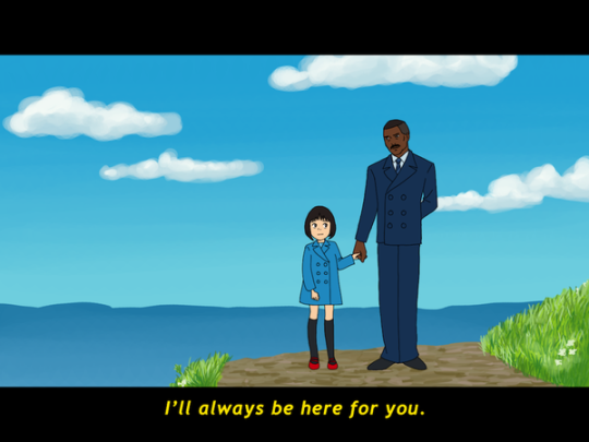 1boy, 1girl, child, mako_mori, pacific_rim, stacker_pentecost, studio_ghibli, style_emulation