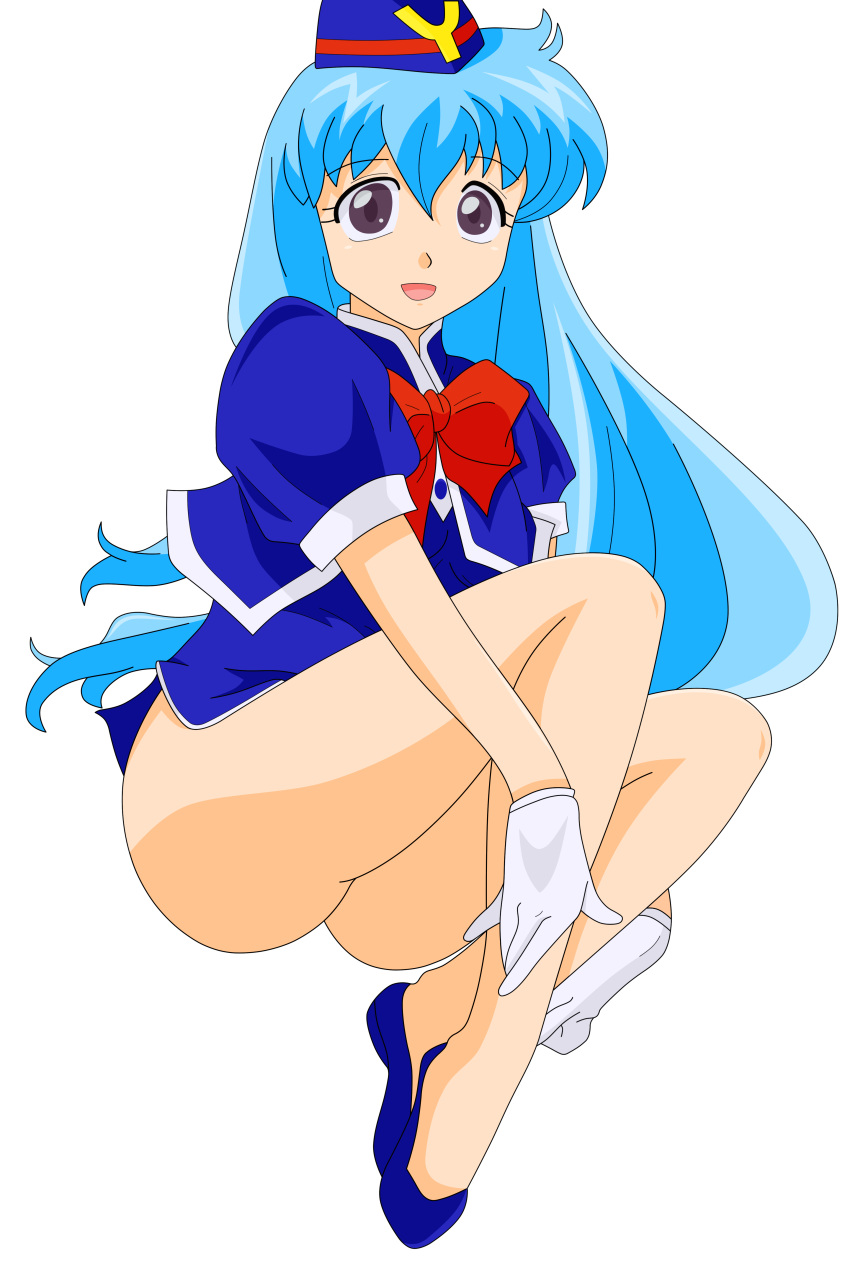 1girl, aqua_hair, gloves, highres, legs, long_hair, miniskirt, photoshop