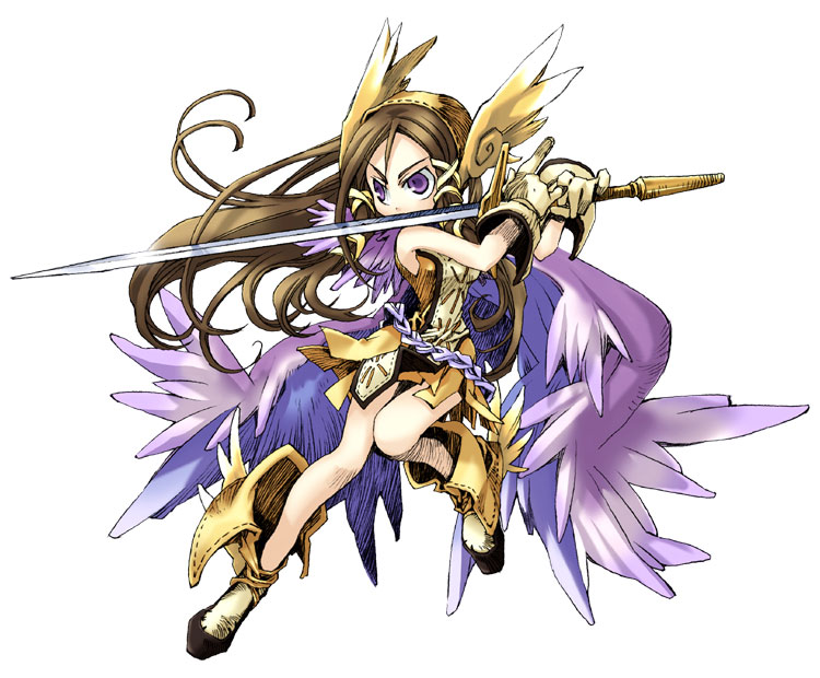 armor, armored_dress, brown_hair, helmet, kiyuzuki_satoko, official_art, purple_eyes, satoko_kiyuduki