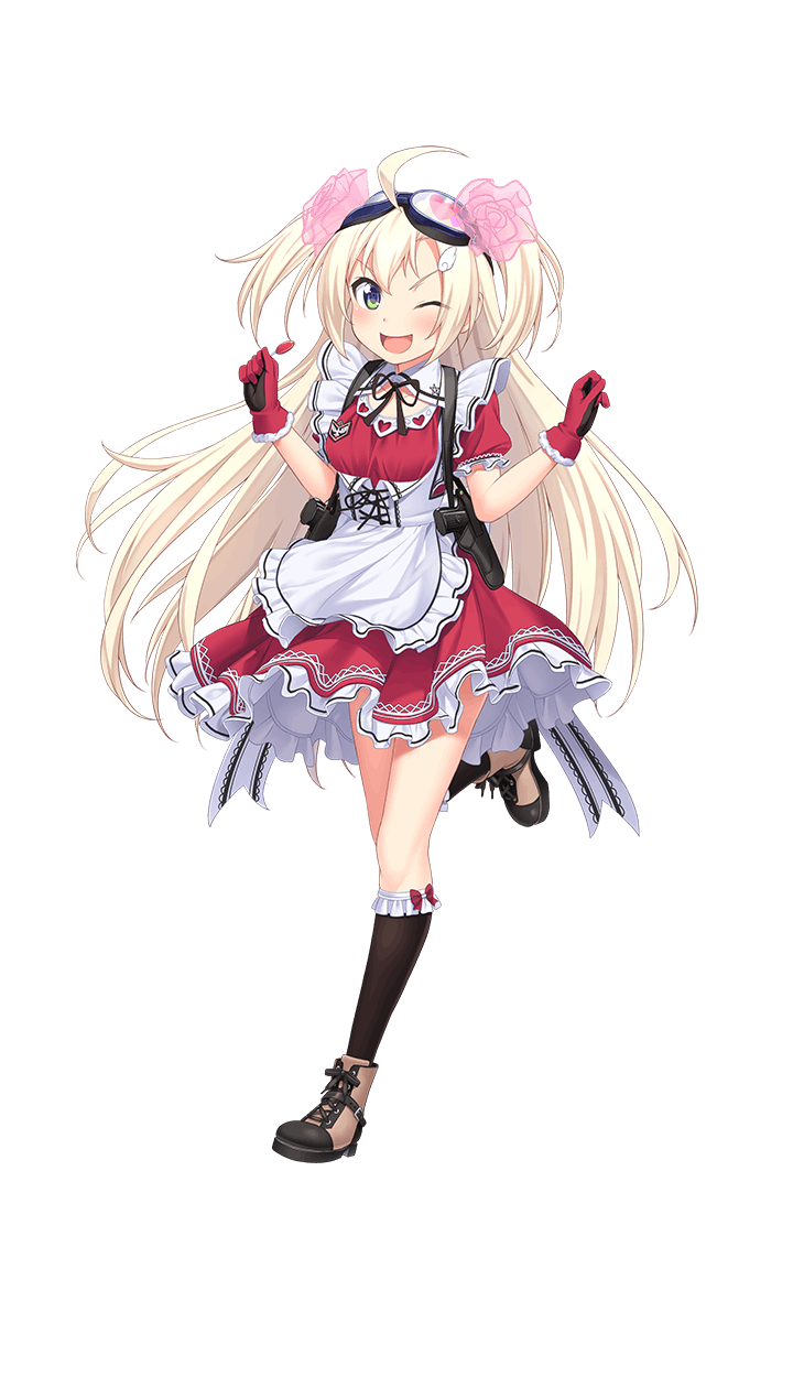 ahoge, alternate_costume, apron, blonde_hair, boots, candy, food, formation_girls