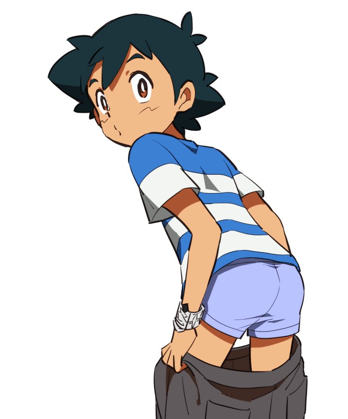 1boy, black_hair, boxers, bright_pupils, brown_eyes, cowboy_shot, djmn_c, dressing