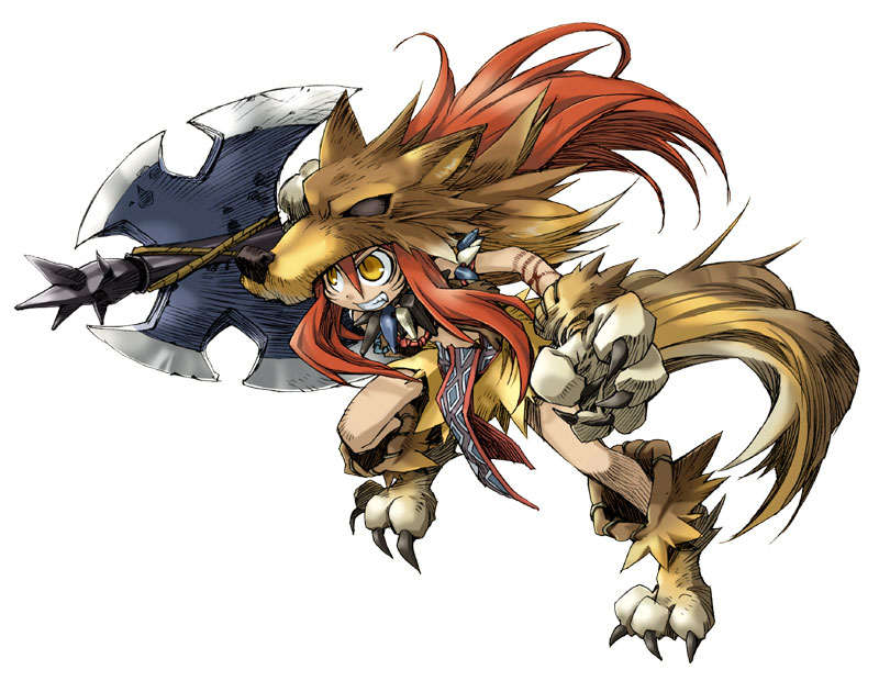 bandit, kiyuzuki_satoko, official_art, red_hair, redhead, satoko_kiyuduki, weapon, wolf