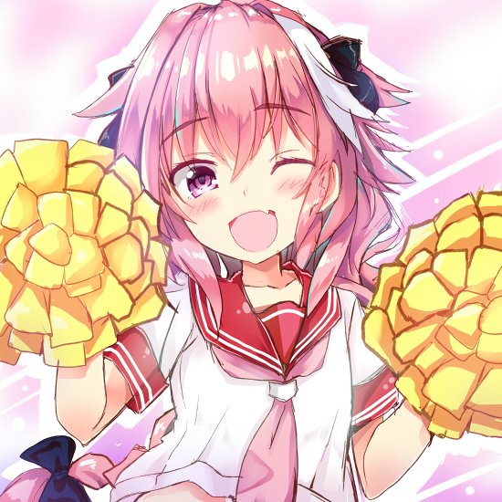 1boy, blush, braid, fang, fate/apocrypha, fate_(series), hair_ribbon, long_hair