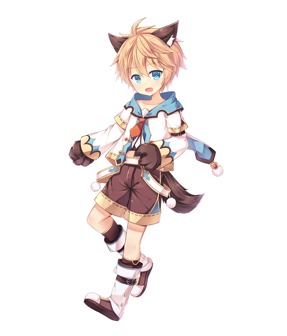 1boy, :d, ahoge, amemiya_ruki, animal_ears, aura_kingdom, blonde_hair, blue_eyes