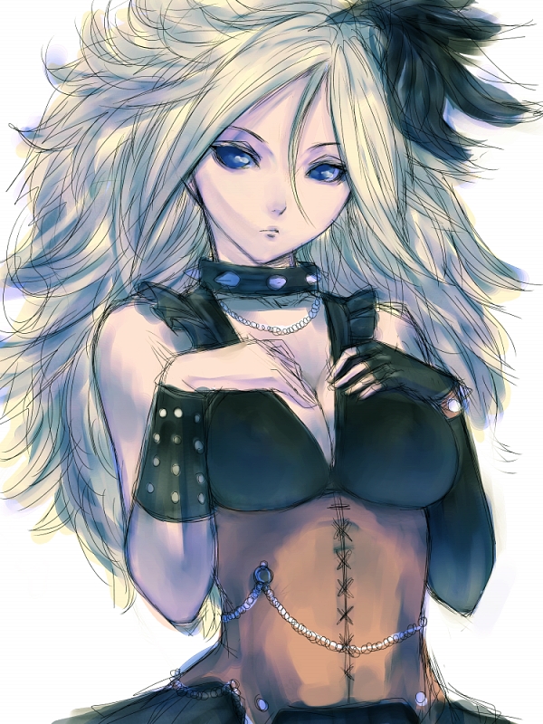 breasts, cleavage, collar, corset, dragon_quest, dragon_quest_swords, elegant, fingerless_gloves