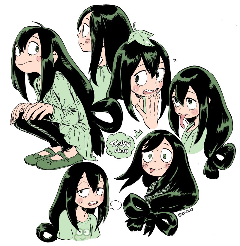 1girl, asui_tsuyu, black_hair, blush_stickers, boku_no_hero_academia, character_name, eyelashes, hair_between_eyes