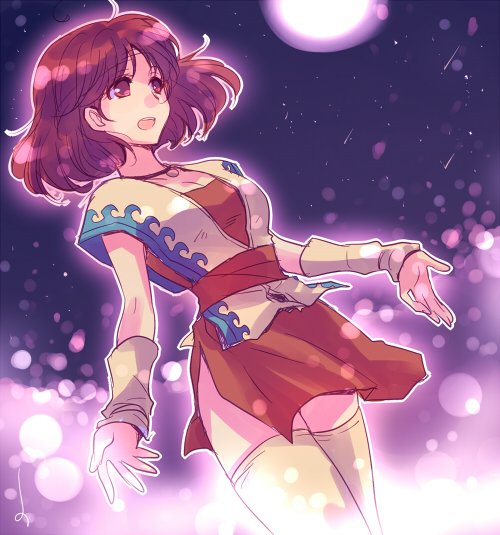 1girl, breasts, cleavage, jewelry, lyria_(tear_ring_saga), necklace, open_mouth, red_eyes