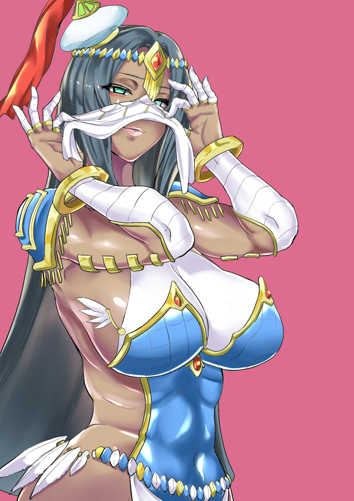 1girl, ao_(time-leap), black_hair, breasts, caster_of_the_nocturnal_castle, fate/grand_order, fate_(series), green_eyes