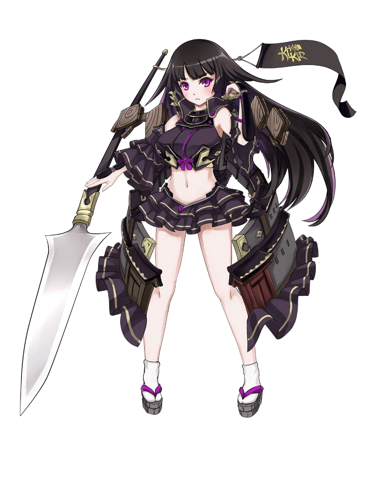 1girl, artist_request, bare_shoulders, black_hair, blush, breasts, detached_sleeves, frilled_skirt