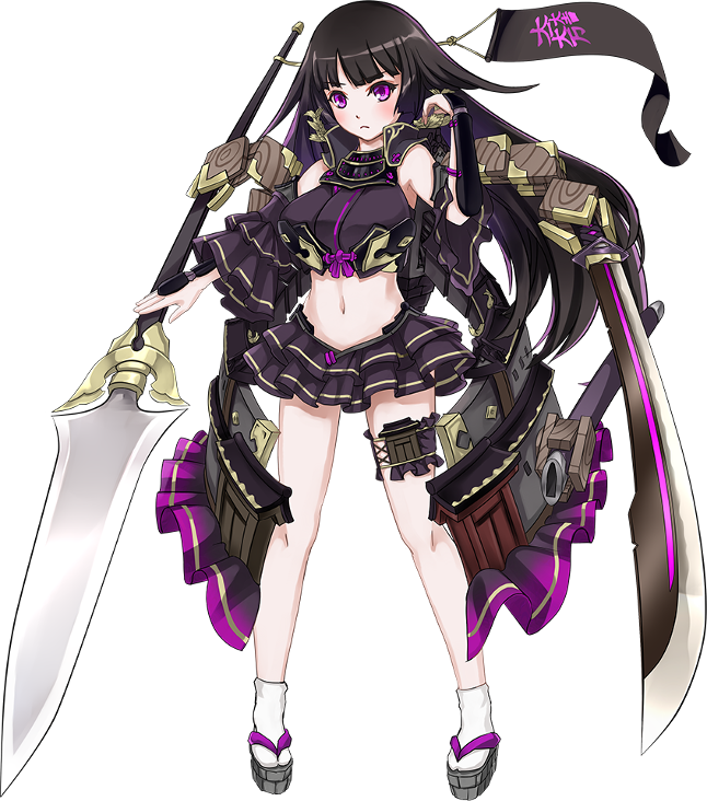 1girl, artist_request, bare_shoulders, black_hair, blush, breasts, detached_sleeves, frilled_skirt