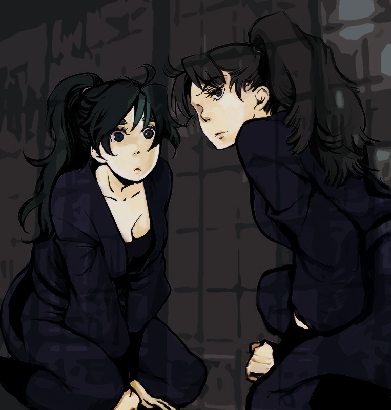 black_hair, breasts, cleavage, genderswap, kukuchi_heisuke, ninjutsu_rakuen, ponytail, rakudai_ninja_rantarou