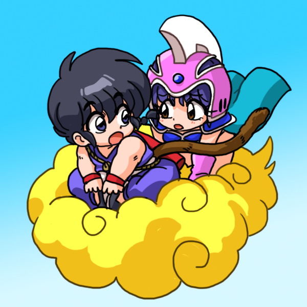 chi-chi_(dragon_ball), chi-chi_(dragon_ball)_(cosplay), chibi, cosplay, dragon_ball, ranma_1/2, saotome_ranma, son_gokuu