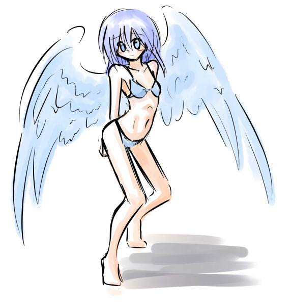 bikini, blue_eyes, blue_hair, long_hair, original, seitenshi, swimsuit, sws