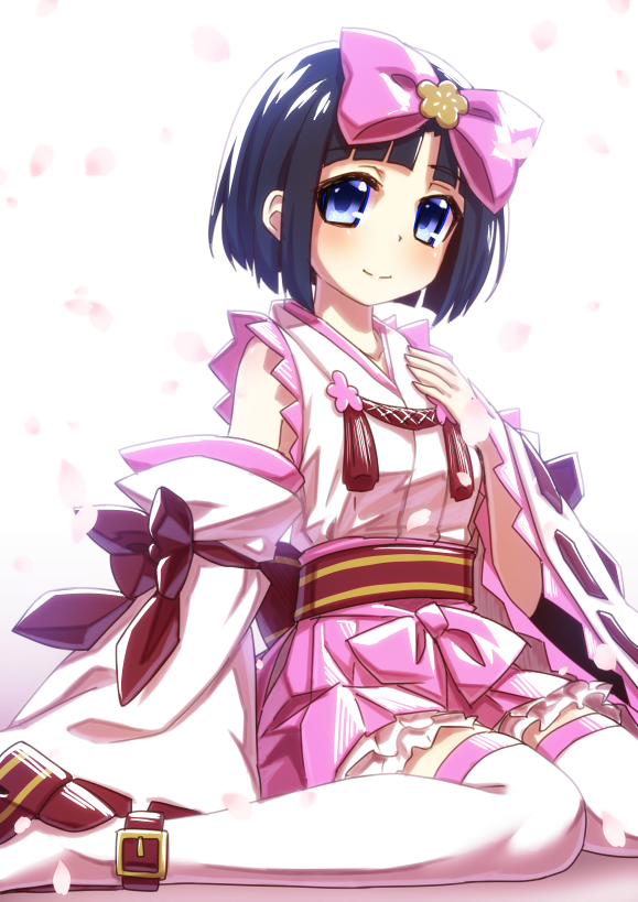 1girl, alternate_costume, blue_eyes, blue_hair, blush, detached_sleeves, looking_at_viewer, mary_skelter