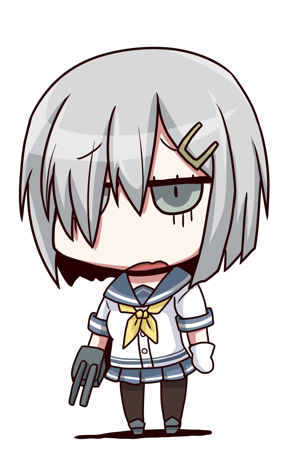 10s, blue_eyes, eyes_visible_through_hair, gloves, hair_ornament, hair_over_one_eye, hairclip, hamakaze_(kantai_collection)
