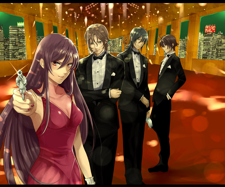 ask, ask_(densicho), cigarette, dress, formal, genderswap, gun, gundam