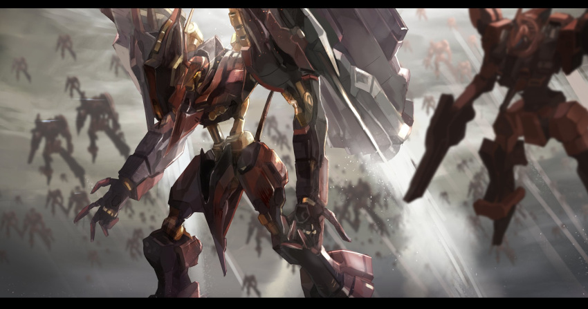 armored_core, flying, highres, mecha, mono_(jdaj), nineball, nineball_seraph, no_humans