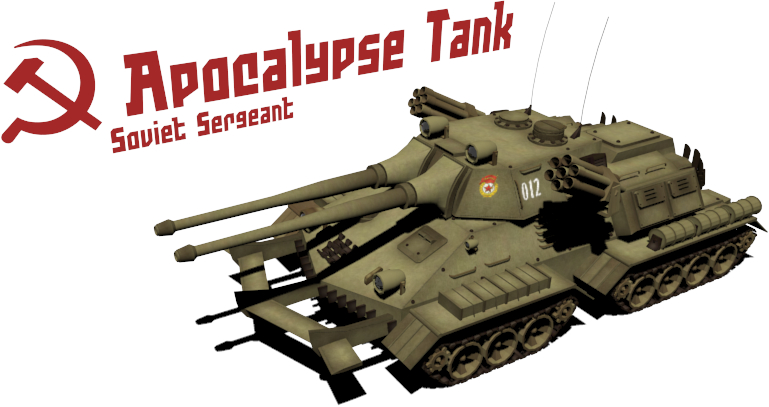 apocalypse_(command_&amp;_conquer:red_alert_2), artist_name, command_and_conquer, english, ground_vehicle, hammer_and_sickle, military, military_vehicle, motor_vehicle, soviet_sergeant, tank