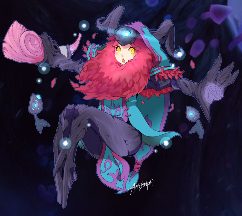 1girl, alternate_costume, artist_name, atamisun, bard_(league_of_legends), elderwood_bard, female, genderswap
