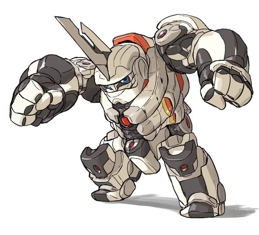 bubuki_buranki, chibi, mecha, mzn, no_humans, oubu_(bubuki_buranki), pose, white_background