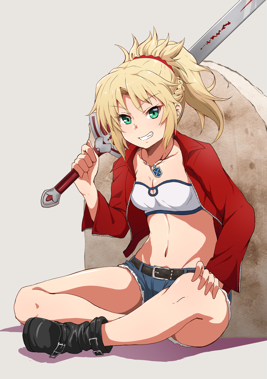 1girl, air_0497, blonde_hair, breasts, clarent, fate/apocrypha, fate_(series), full_body