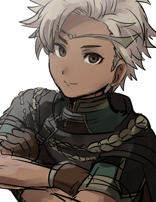 1boy, boey_(fire_emblem), brown_eyes, cape, circlet, crossed_arms, dark_skin, fire_emblem