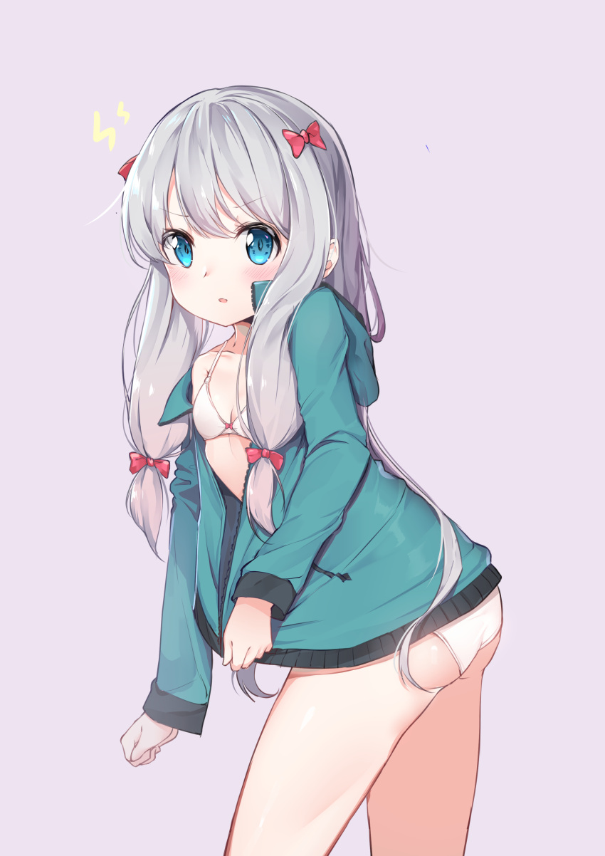 1girl, absurdres, blue_eyes, blush, bow, eromanga_sensei, eyebrows_visible_through_hair, hair_bow